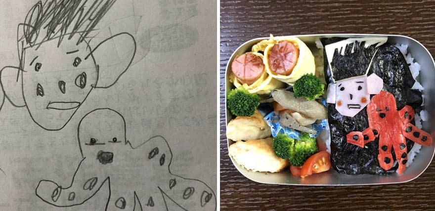 Фуд-арт: Папа превращает рисунки дочери в оригинальные блюда